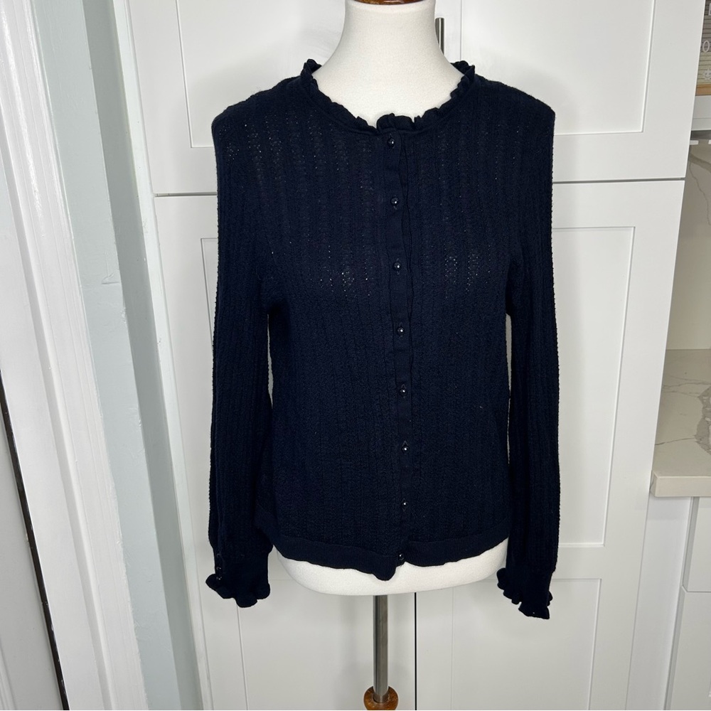 Sezane Navy Blue Cardigan Sweater